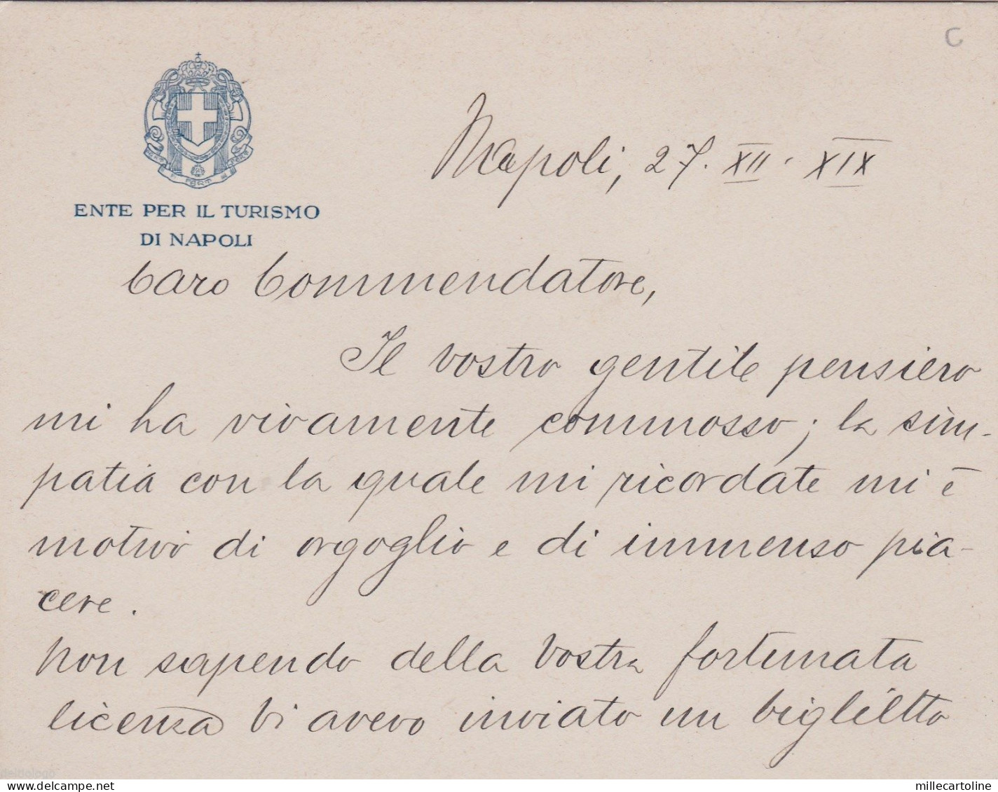 # NAPOLI:  testatina- ENTE PER IL TURISMO DI NAPOLI- BIGLIETTO