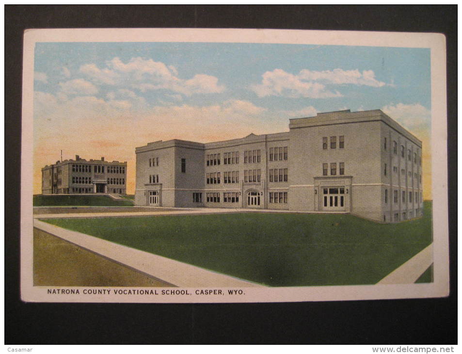 Natrona County vocational school CASPER Wyoming Salt Oregon 1921 USA post card
