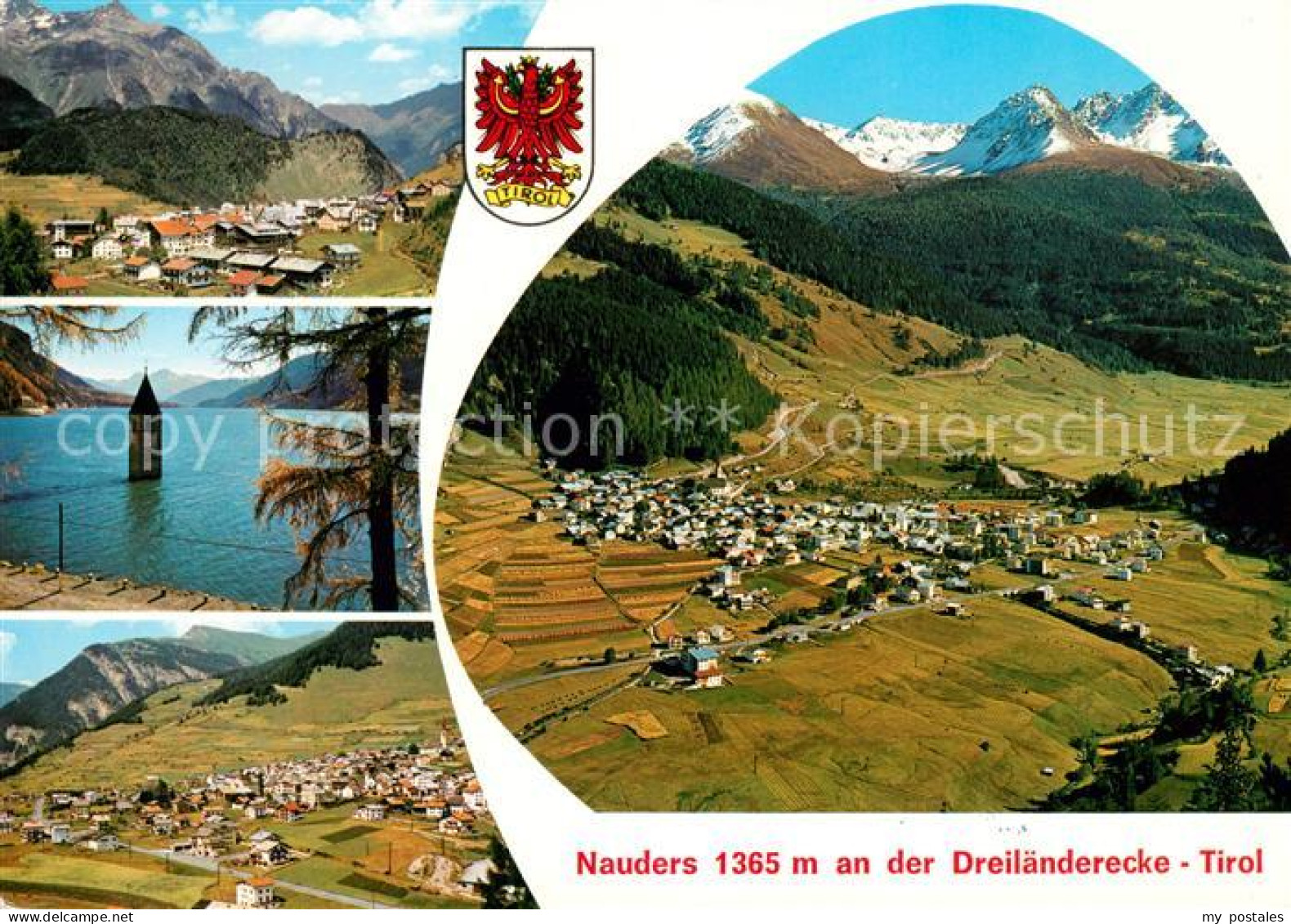 Nauders Tirol Panorama Versunkene Kirche Fliegeraufnahme