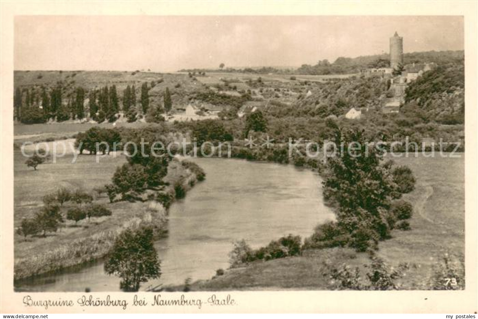 Naumburg  Saale Landschaftspanorama Saale Burgruine Schoenburg