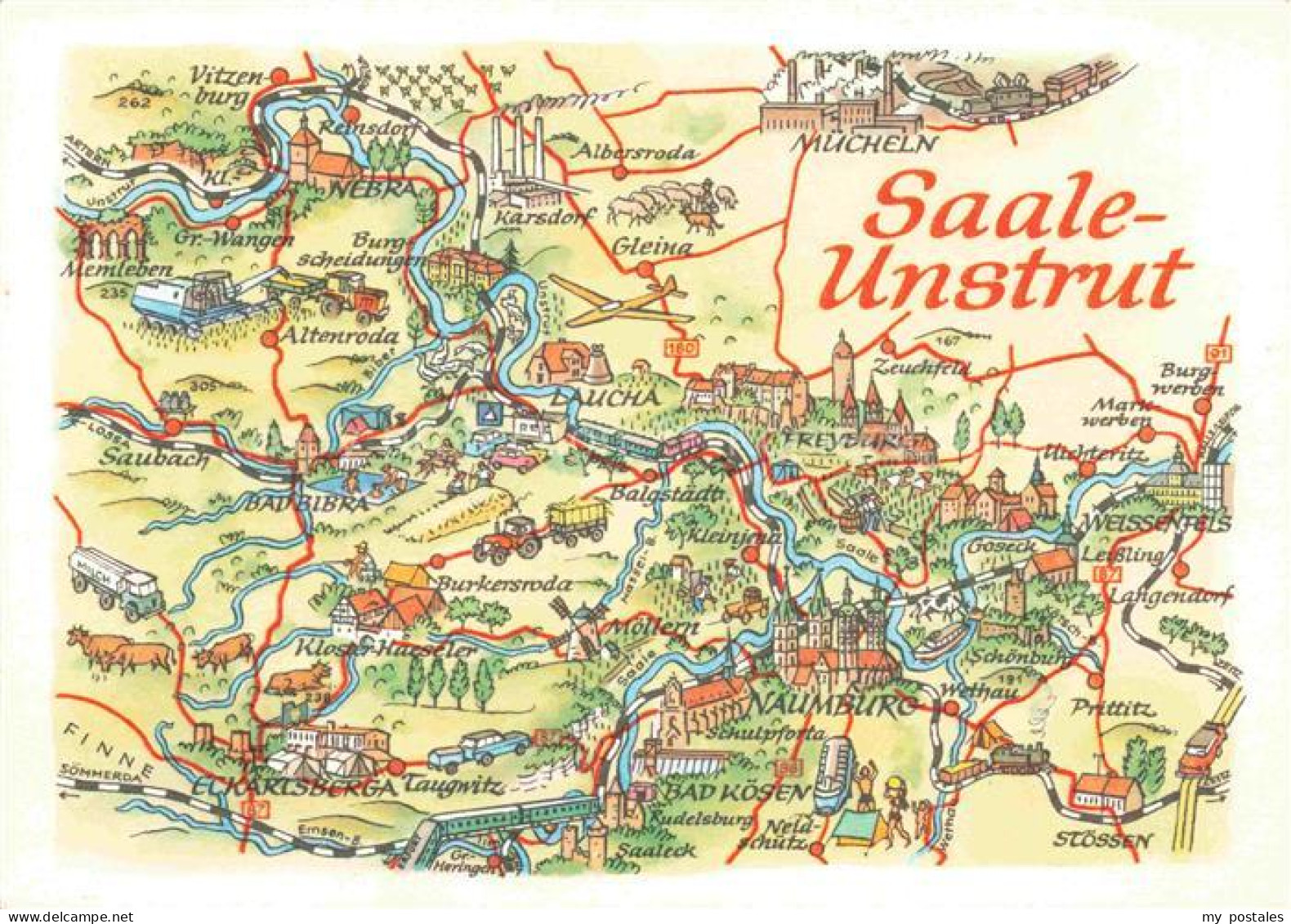 Naumburg  Saale Saale-Unstrut Landkarte Naumburg Freyburg Nebra Bad-Koesen Weiss