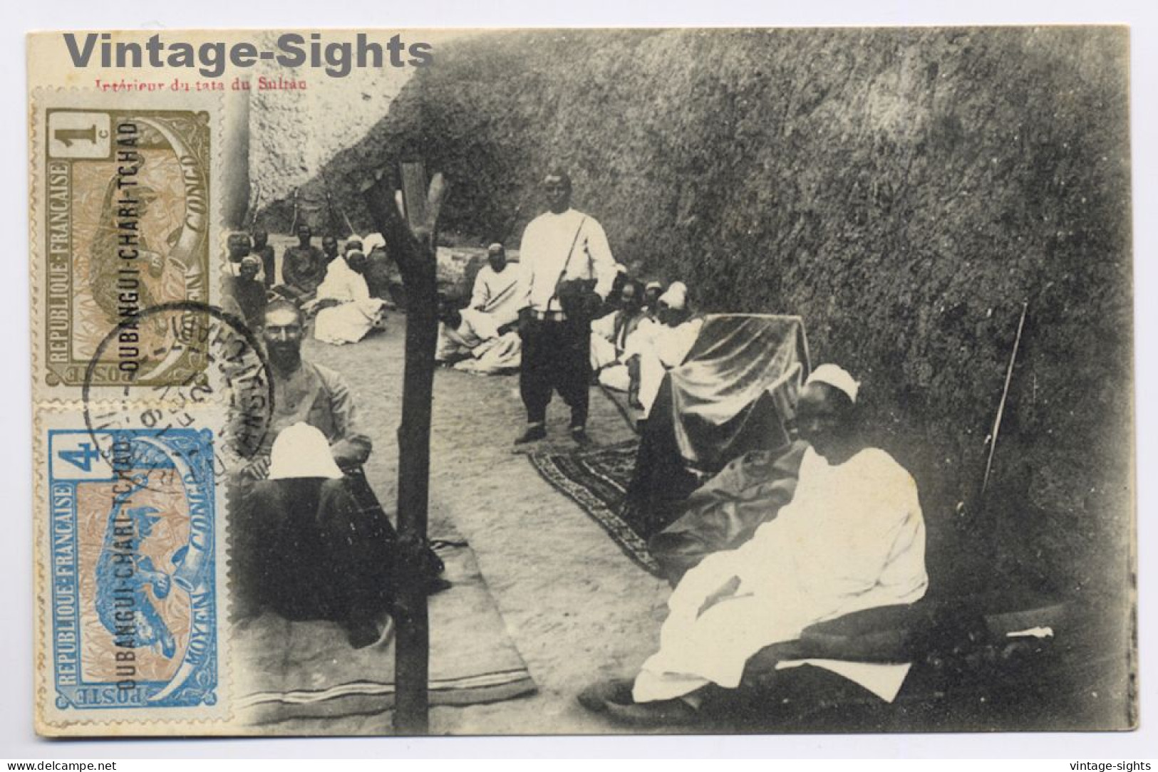 Ndele / Congo Francaise: Intérieur du tata du Sultan Mohammed Es-Senoussi (Vintage PC 1921)