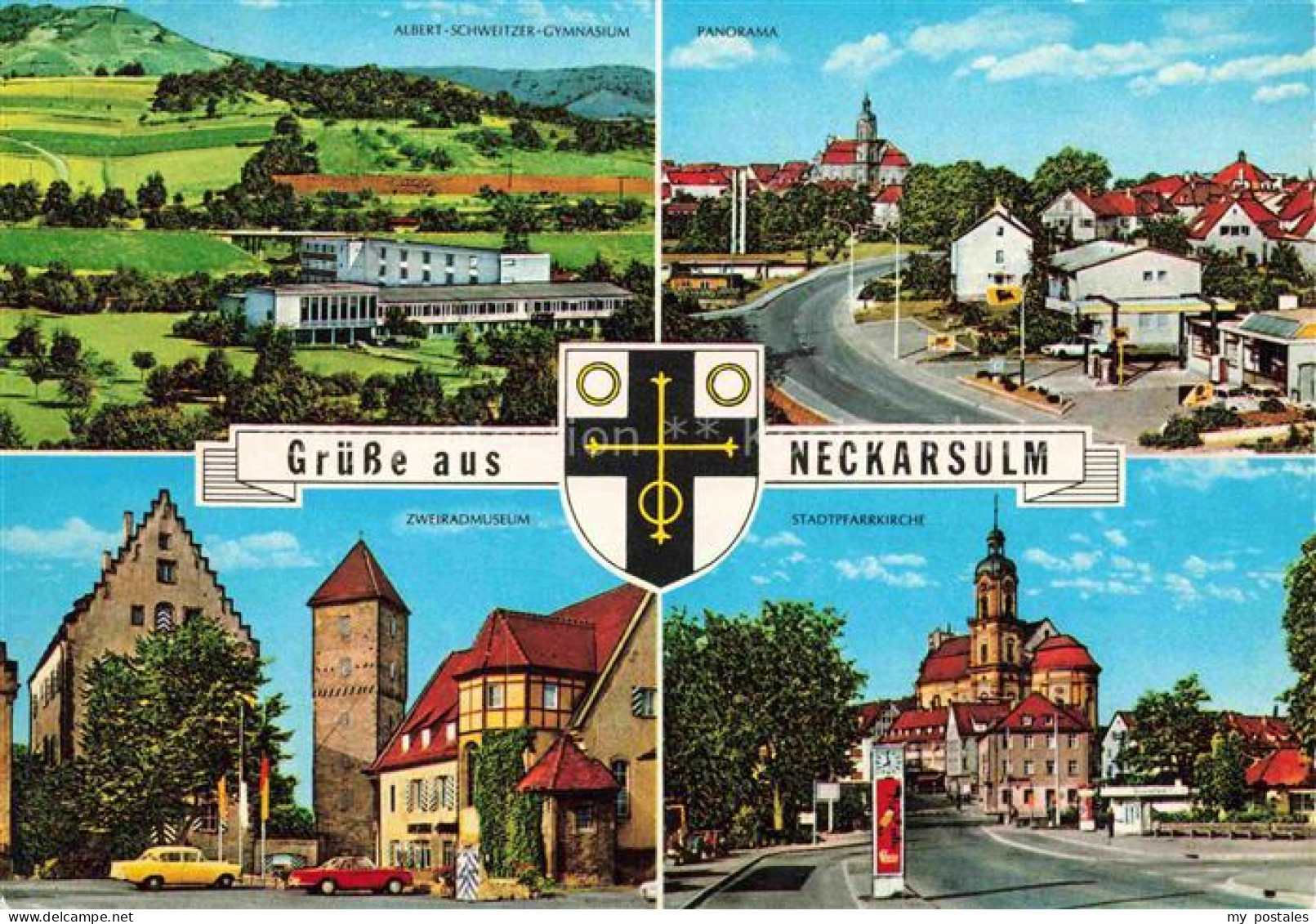 Neckarsulm BW Albert-Schweitzer-Gymnasium Panorama Zweiradmuseum Stadtpfarrkirch
