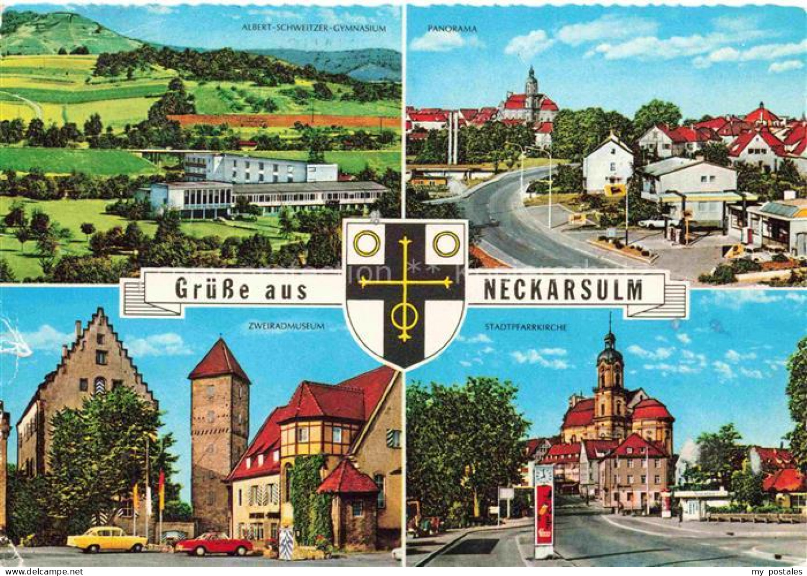 Neckarsulm BW Panorama Albert-Schweitzer-Gymnasium Zweiradmuseum Stadtpfarrkirch