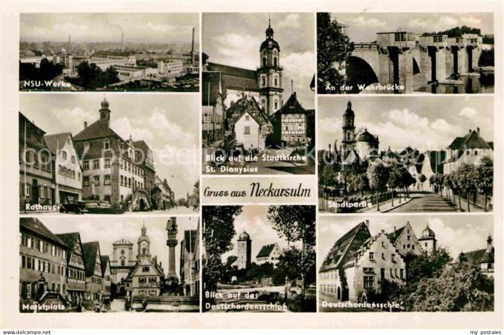 Neckarsulm NSU Werke Wehrbruecke Stadtkirche Dionysius Schloss Marktplatz Rathau