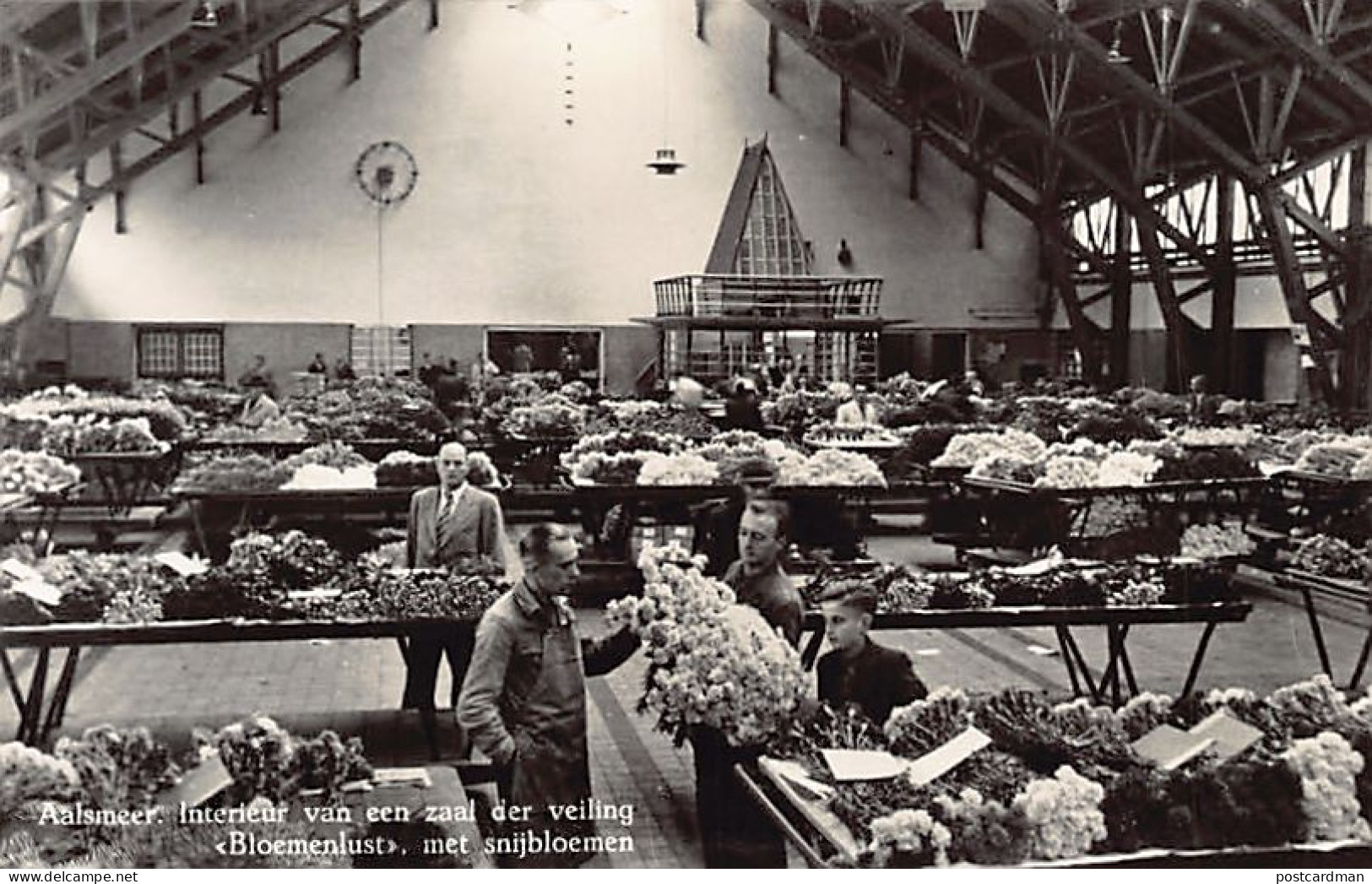 Nederland - AALSMEER - Interieur van een zaal der veiling Bloemenlust met snijbloemen