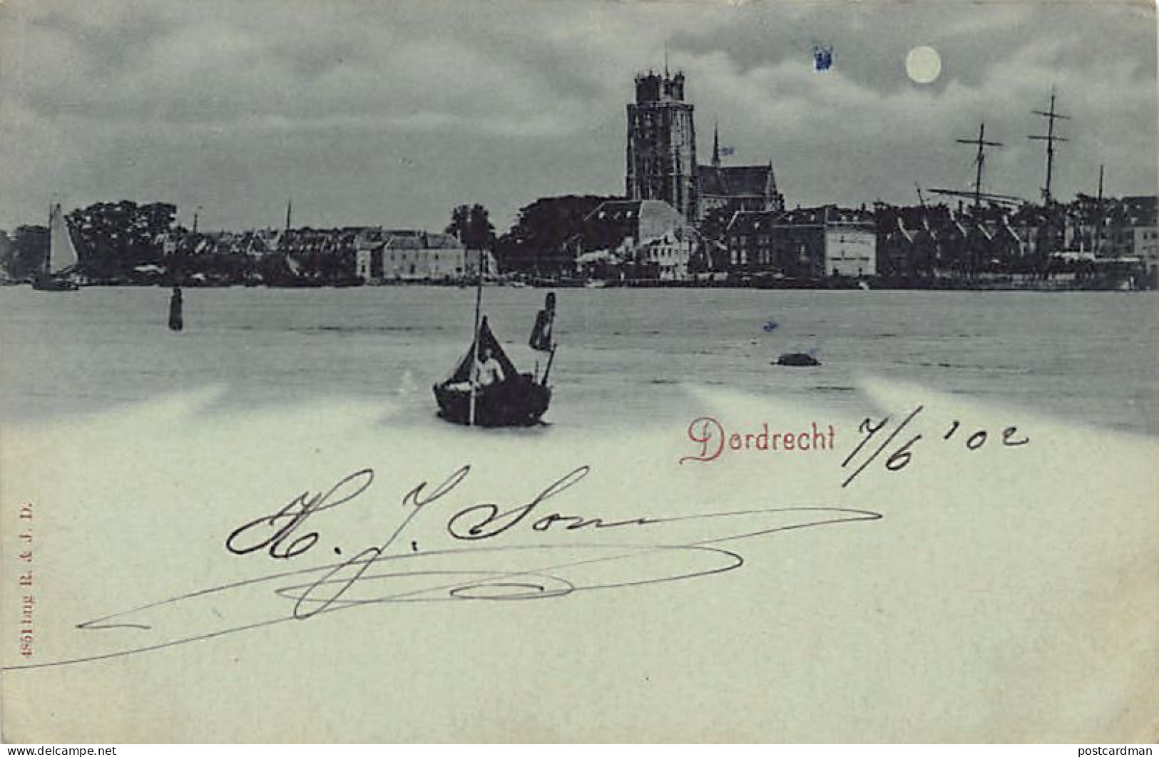 Nederland - DORDRECHT - Een uitzicht 's nachts