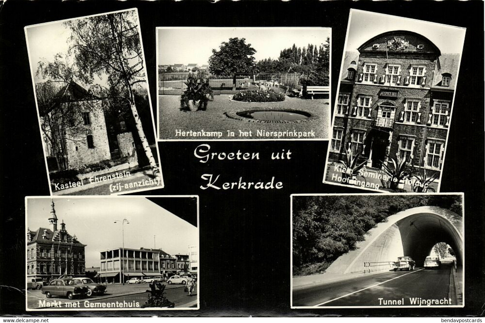 Nederland, KERKRADE, Meerbeeldkaart, Markt, Kasteel (1966) Ansichtkaart