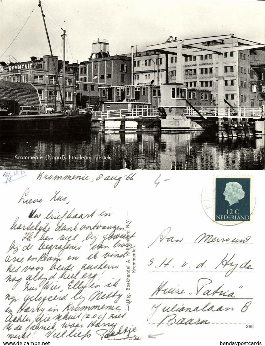 Nederland, KROMMENIE, Linoleum Fabriek (1966) Ansichtkaart