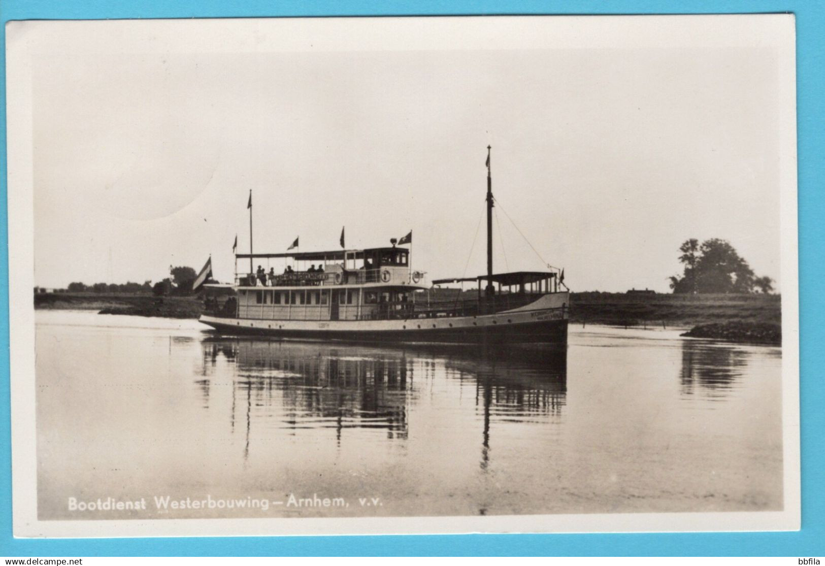 NEDERLAND prentbriefkaart Bootdienst Westerbouwing - Arnhem v.v. 1954 Oosterbeek - Purmerend