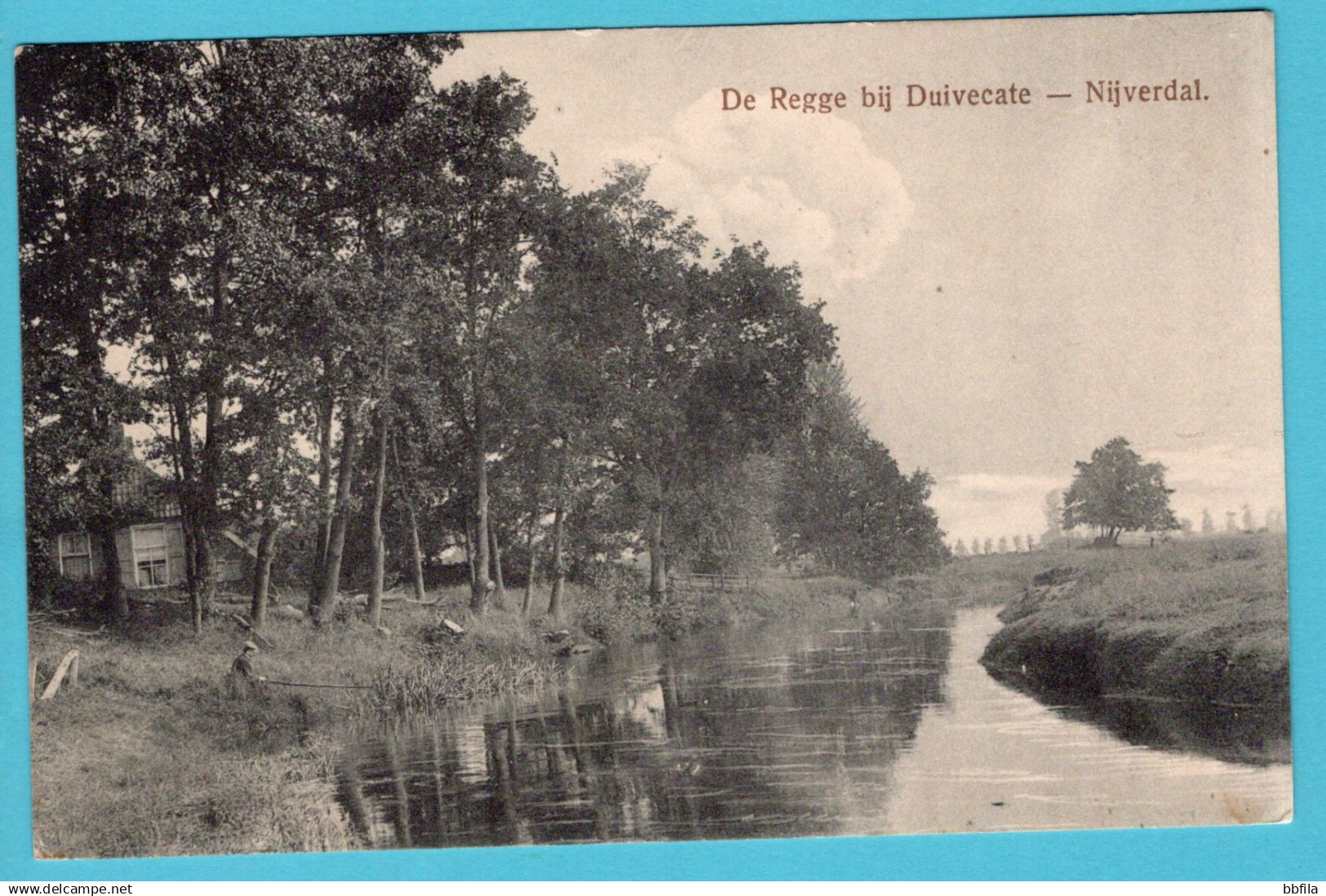 NEDERLAND prentbriefkaart De Regge bij Duivecate 1913 Nijverdal naar Leeuwarden