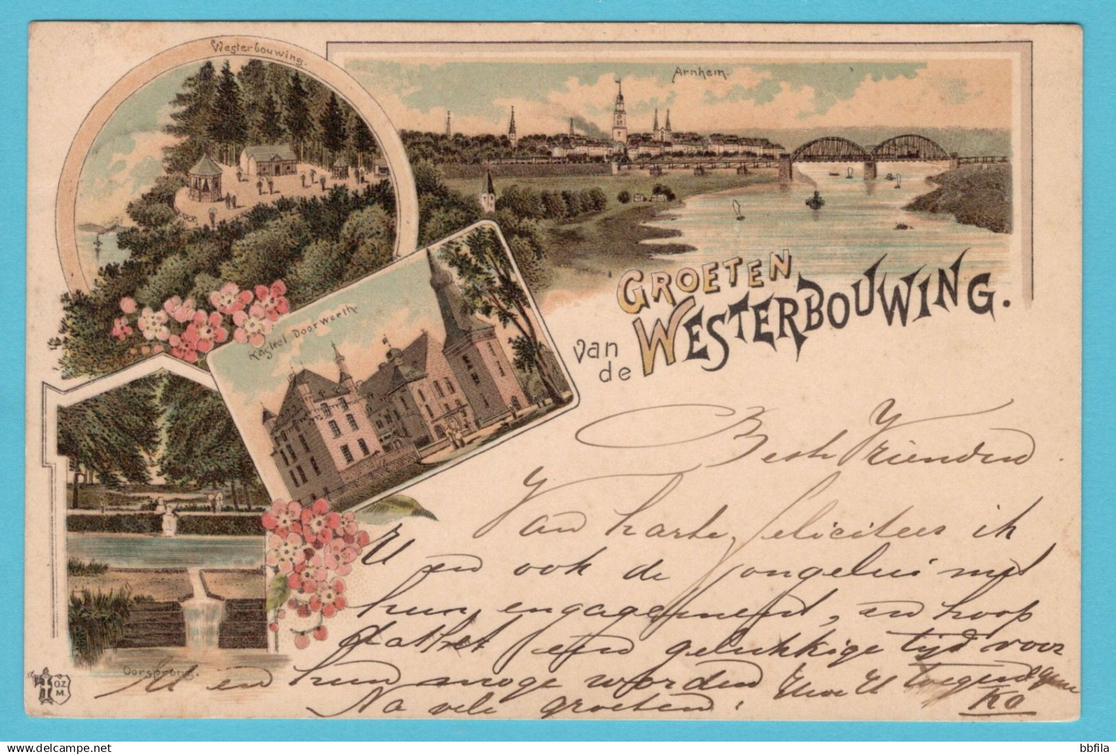NEDERLAND prentbriefkaart Groeten van de Westerbouwing 1900 Oosterbeek - Bolsward
