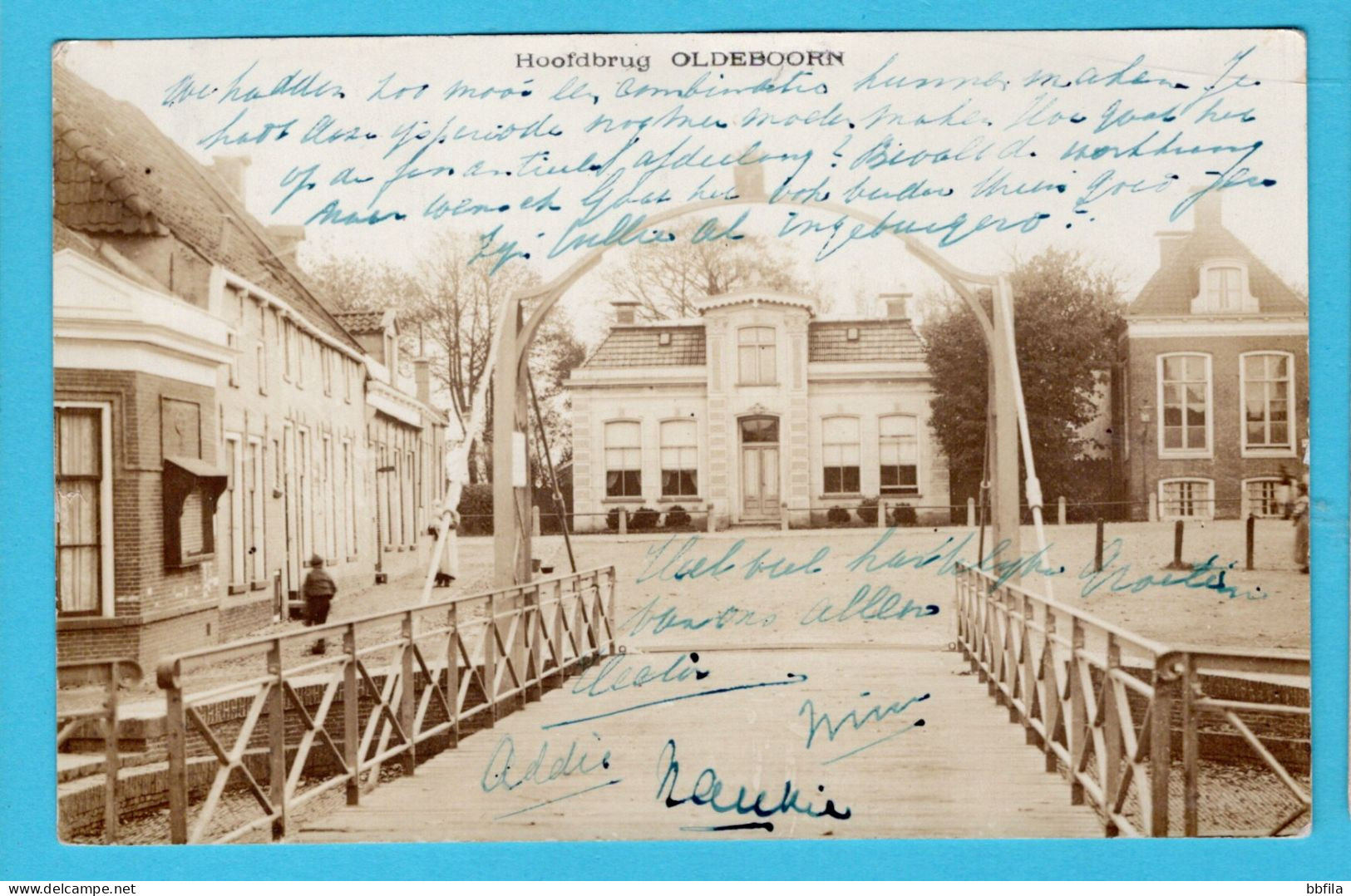 NEDERLAND prentbriefkaart Hoofdbrug Oldeboorn 1919 Heerenveen naar Utrecht