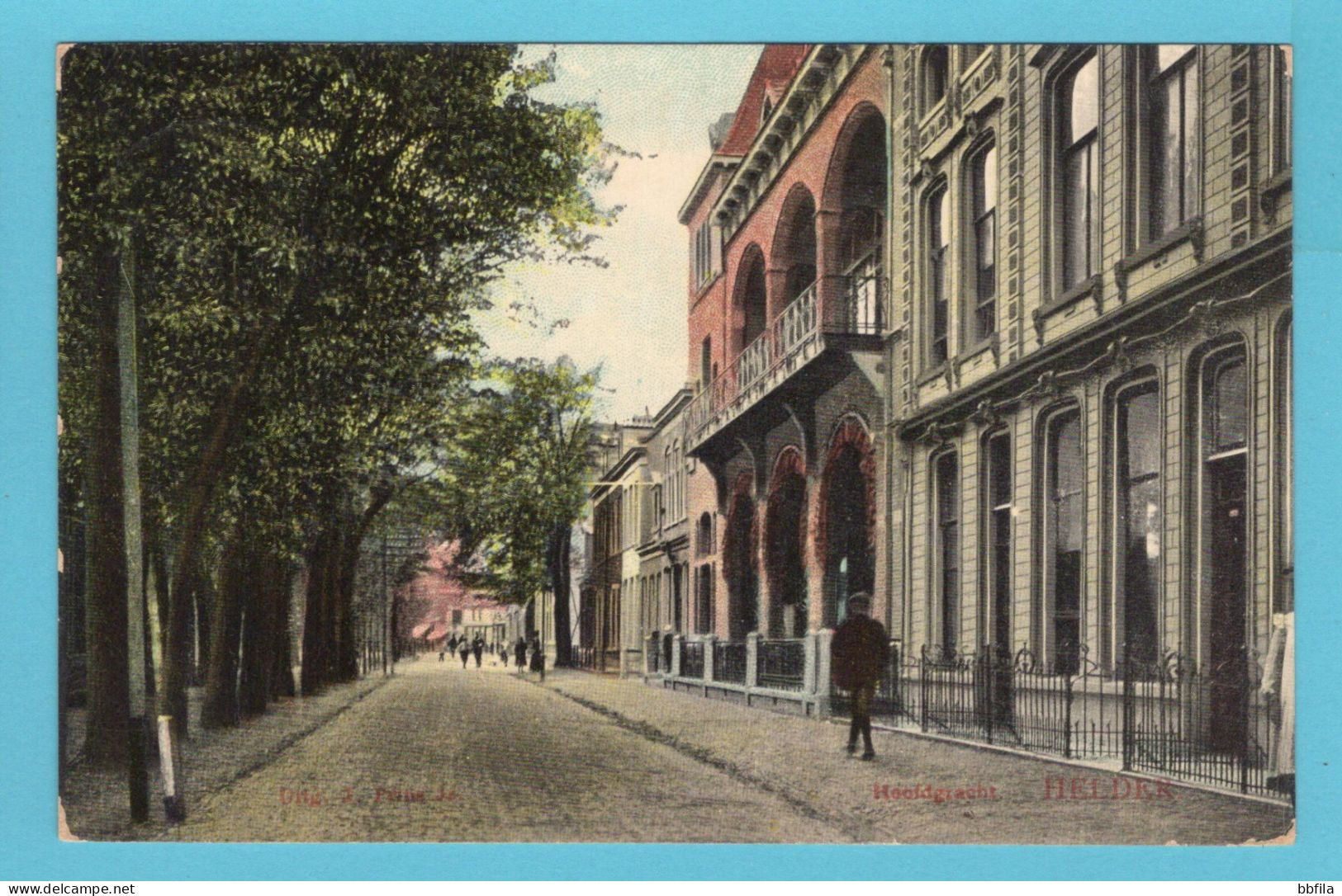NEDERLAND prentbriefkaart Hoofdgracht 1909 Helder naar Den Haag