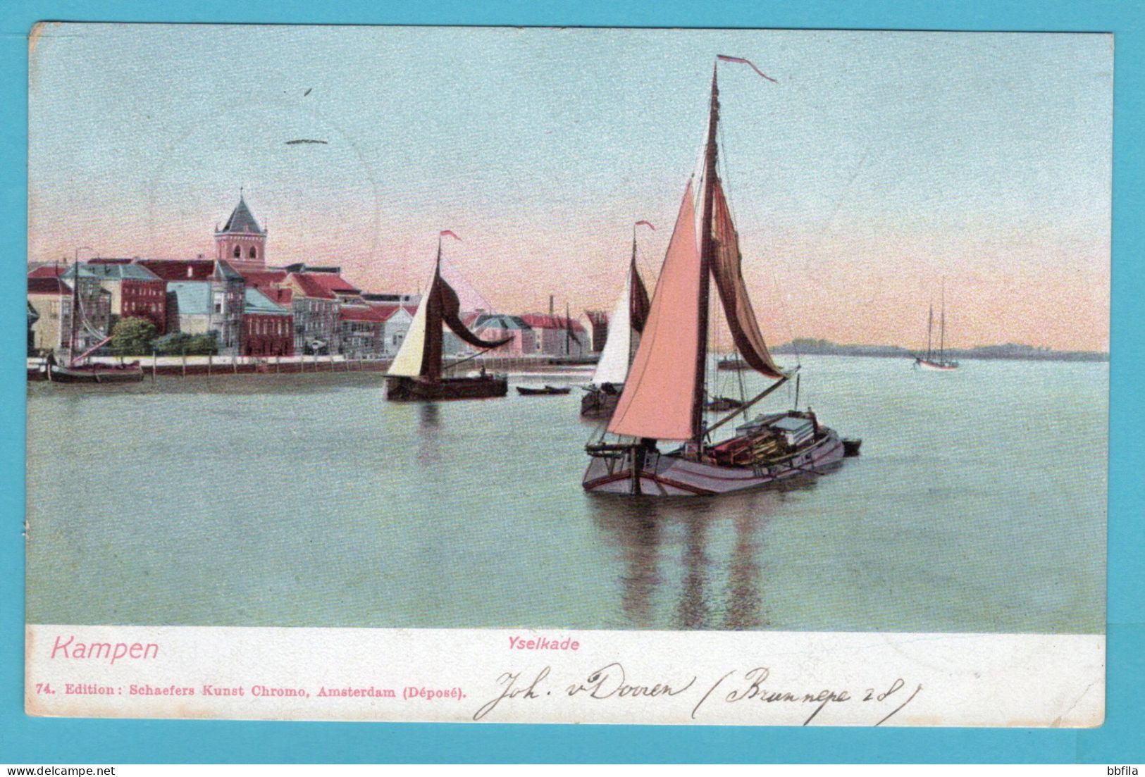 NEDERLAND prentbriefkaart IJselkade 1907 Kampen naar Alkmaar