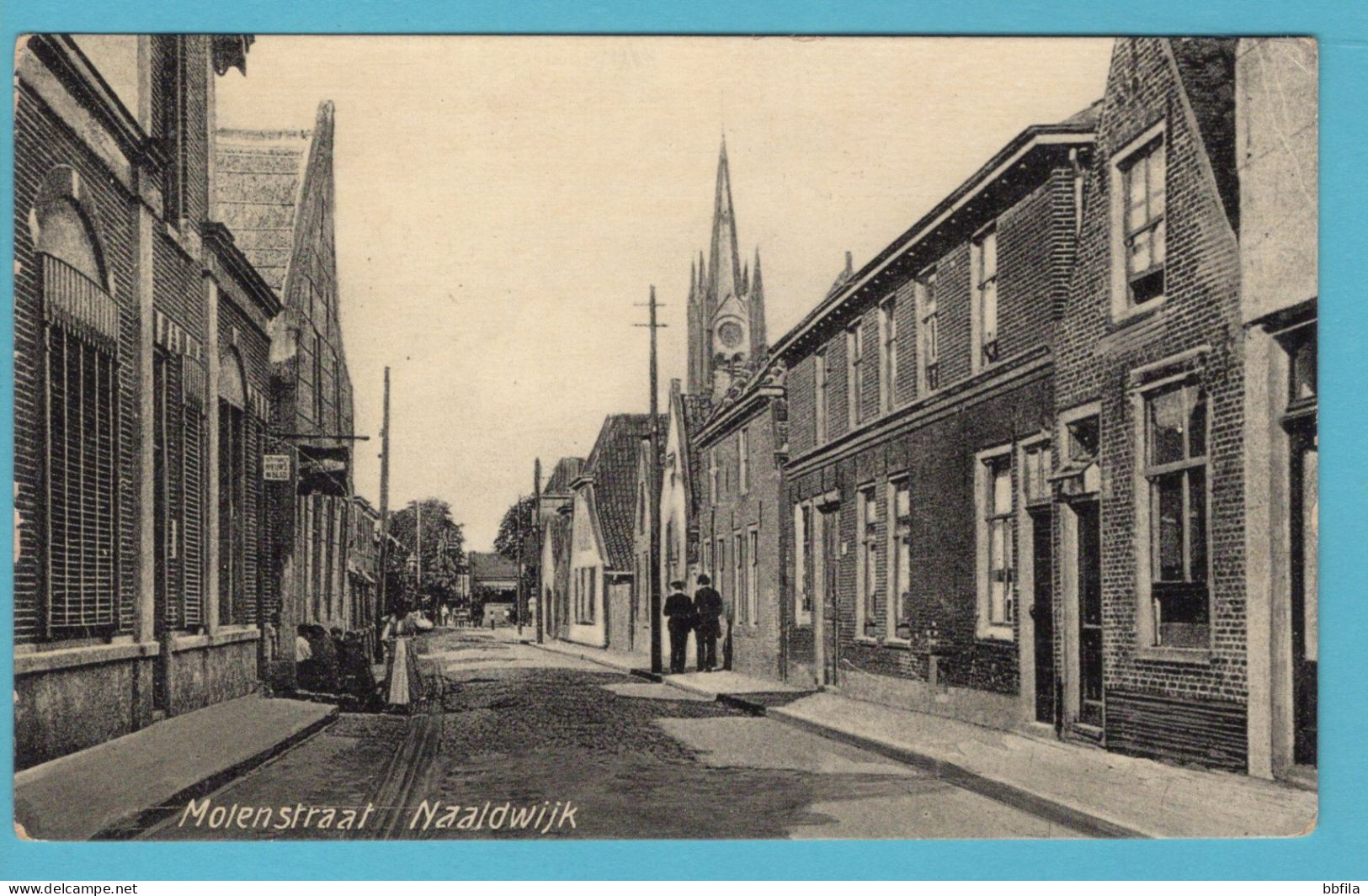 NEDERLAND prentbriefkaart Molenstraat 1926 Naaldwijk met reclame stempel groenten naar Pijnacker