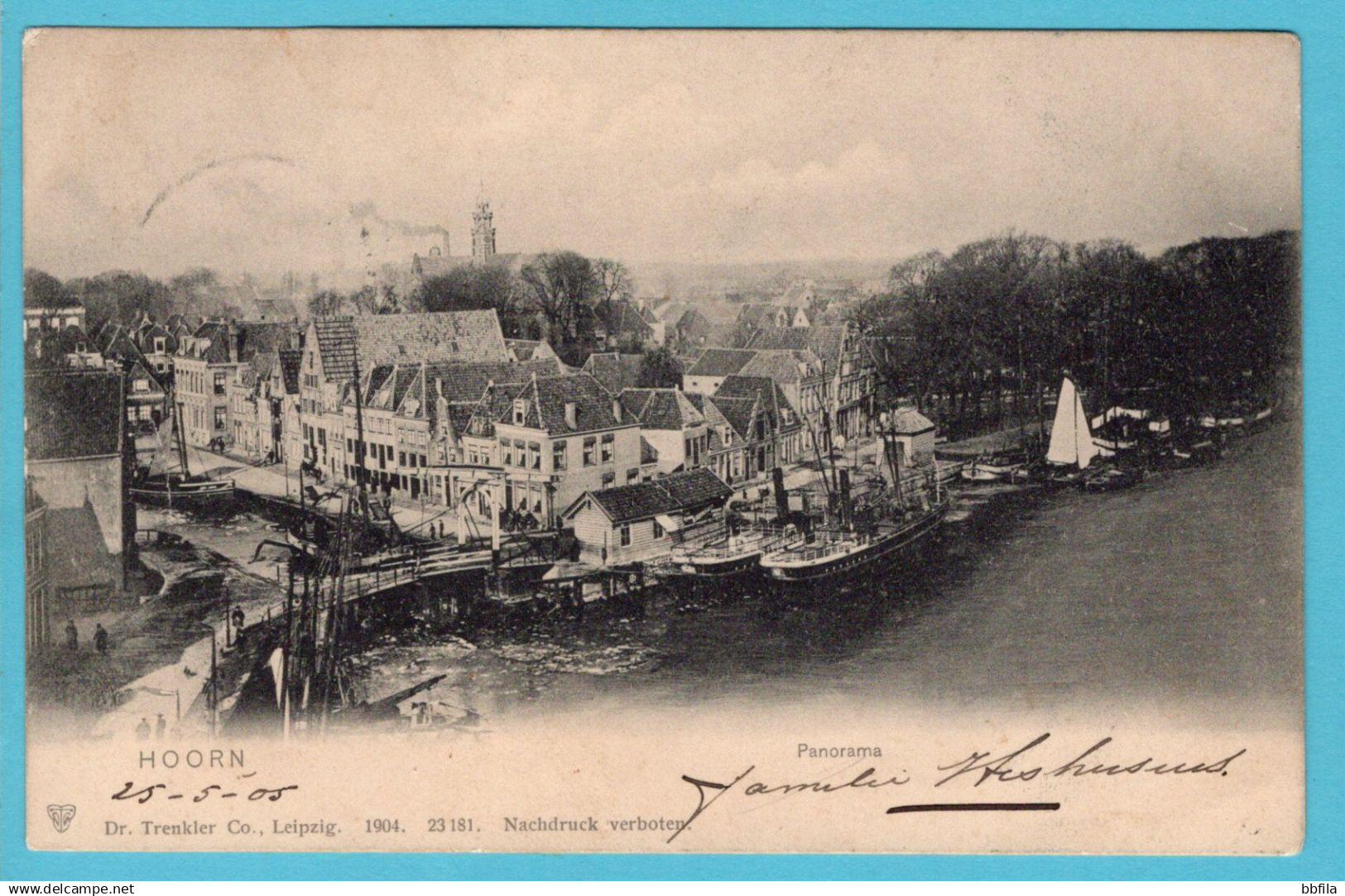 NEDERLAND prentbriefkaart Panorama 1905 Hoorn - Station grootrond naar Utrecht