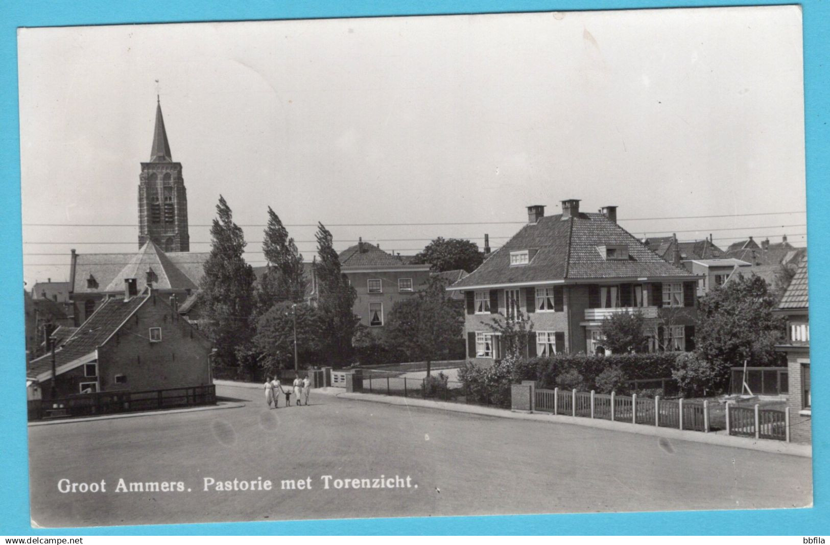 NEDERLAND prentbriefkaart Pastorie met Torenzicht 1948 Groot Ammers - Ermelo