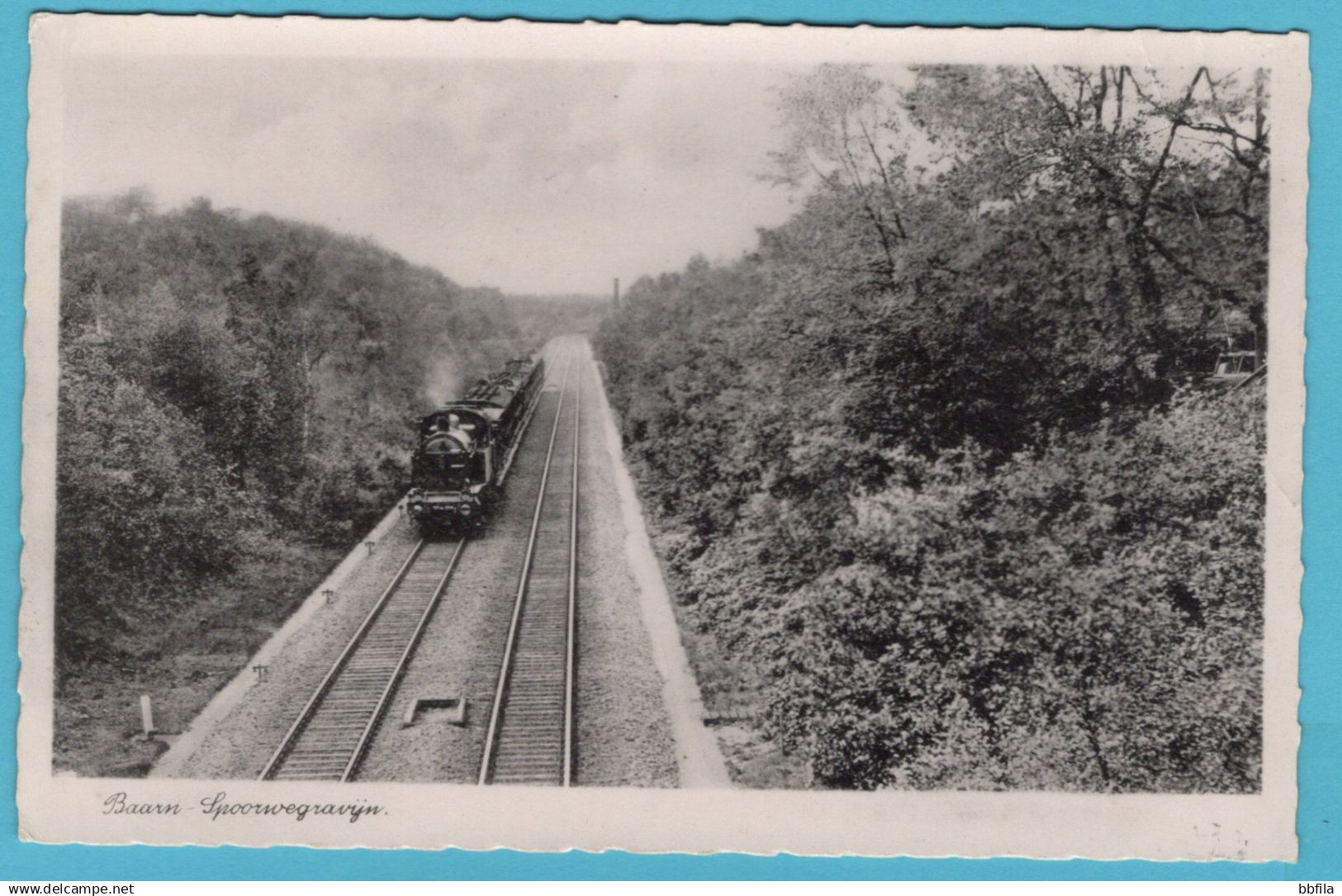 NEDERLAND prentbriefkaart Spoorwegravijn met trein 1941 Baarn - Den Haag