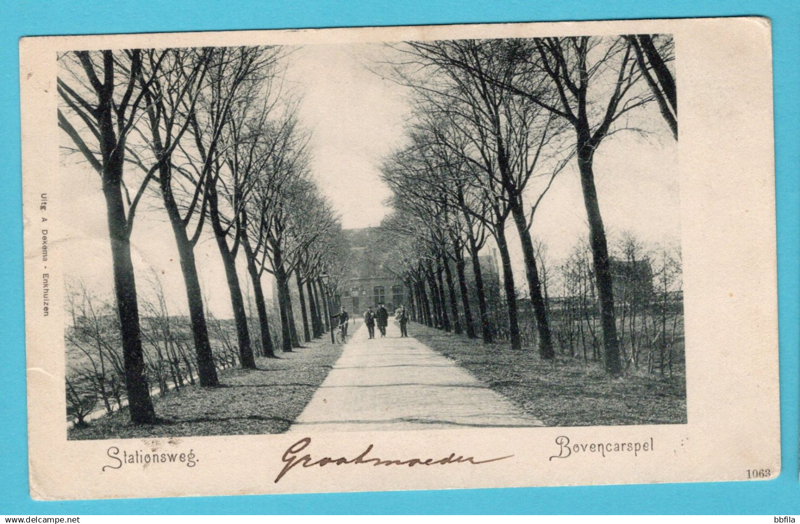 NEDERLAND prentbriefkaart Stationsweg Bovencarspel  1901 Venhuizen - Delfzijl