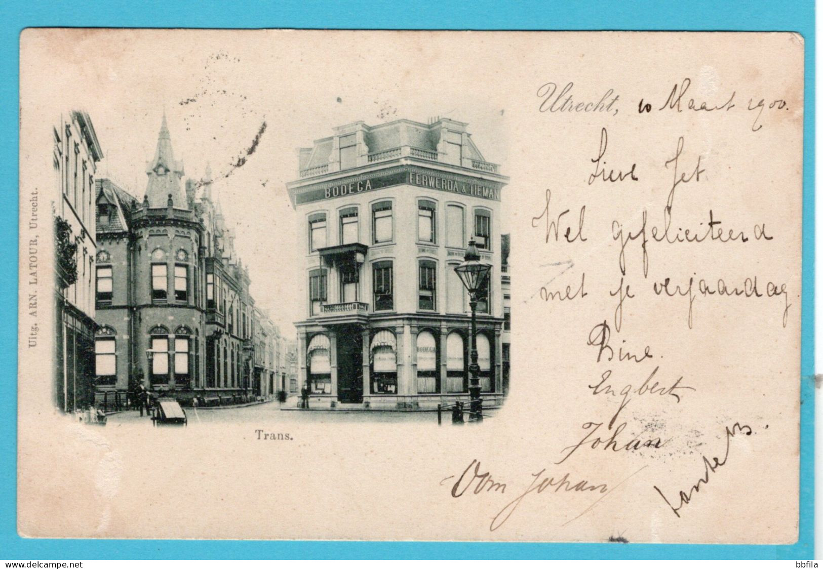 NEDERLAND prentbriefkaart Trans 1900 Utrecht naar Drachten
