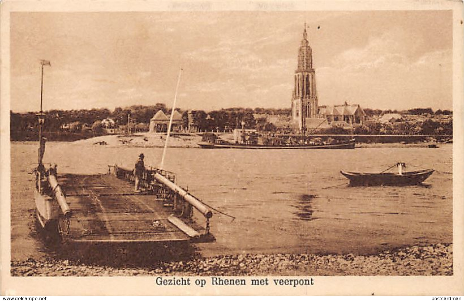 Nederland - RHENEN (UT) Gezicht op Rhenen met veerpont - Uitg. onbekend