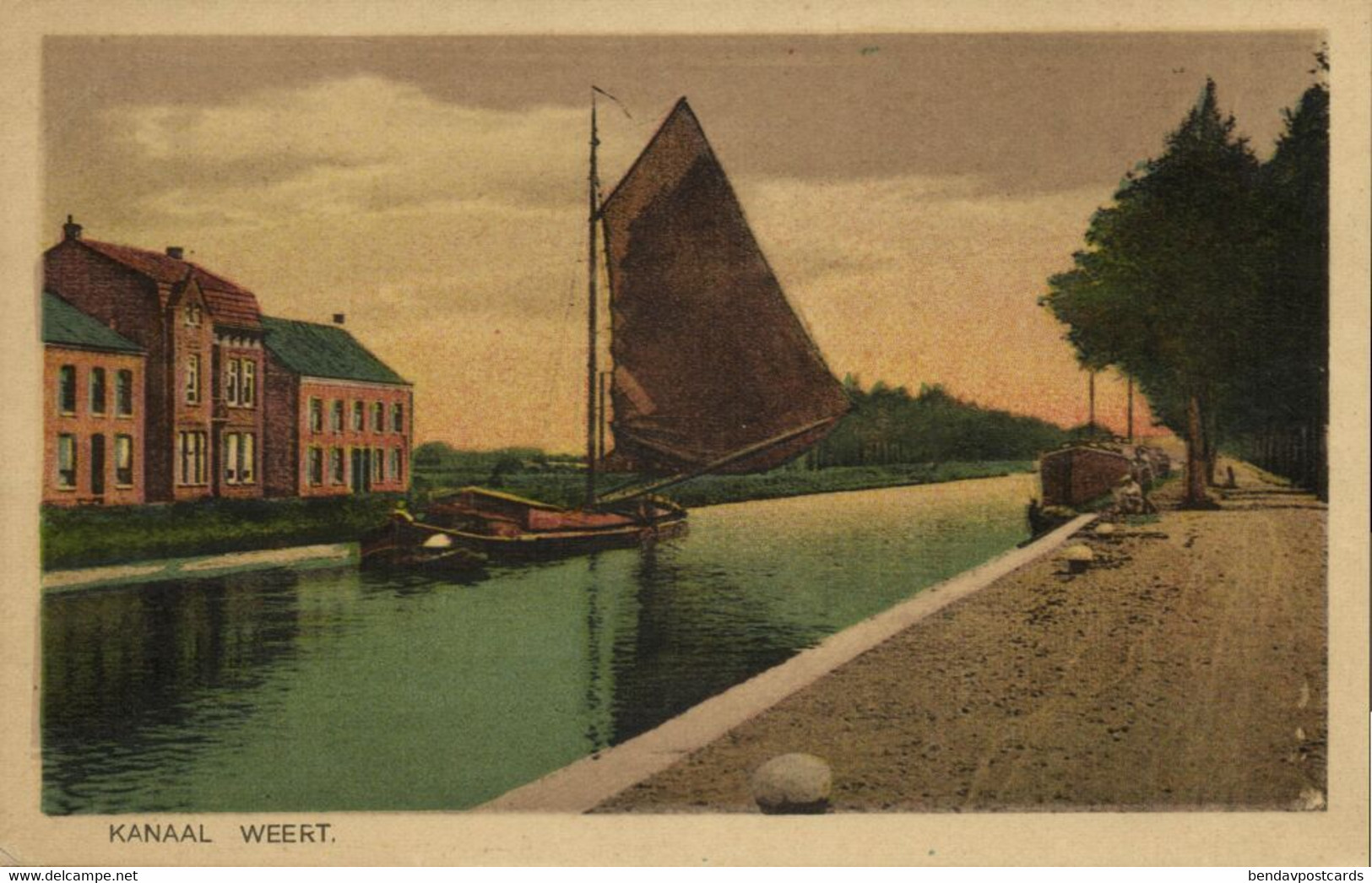 Nederland, WEERT, Kanaal met Zeilboot (1931) Ansichtkaart