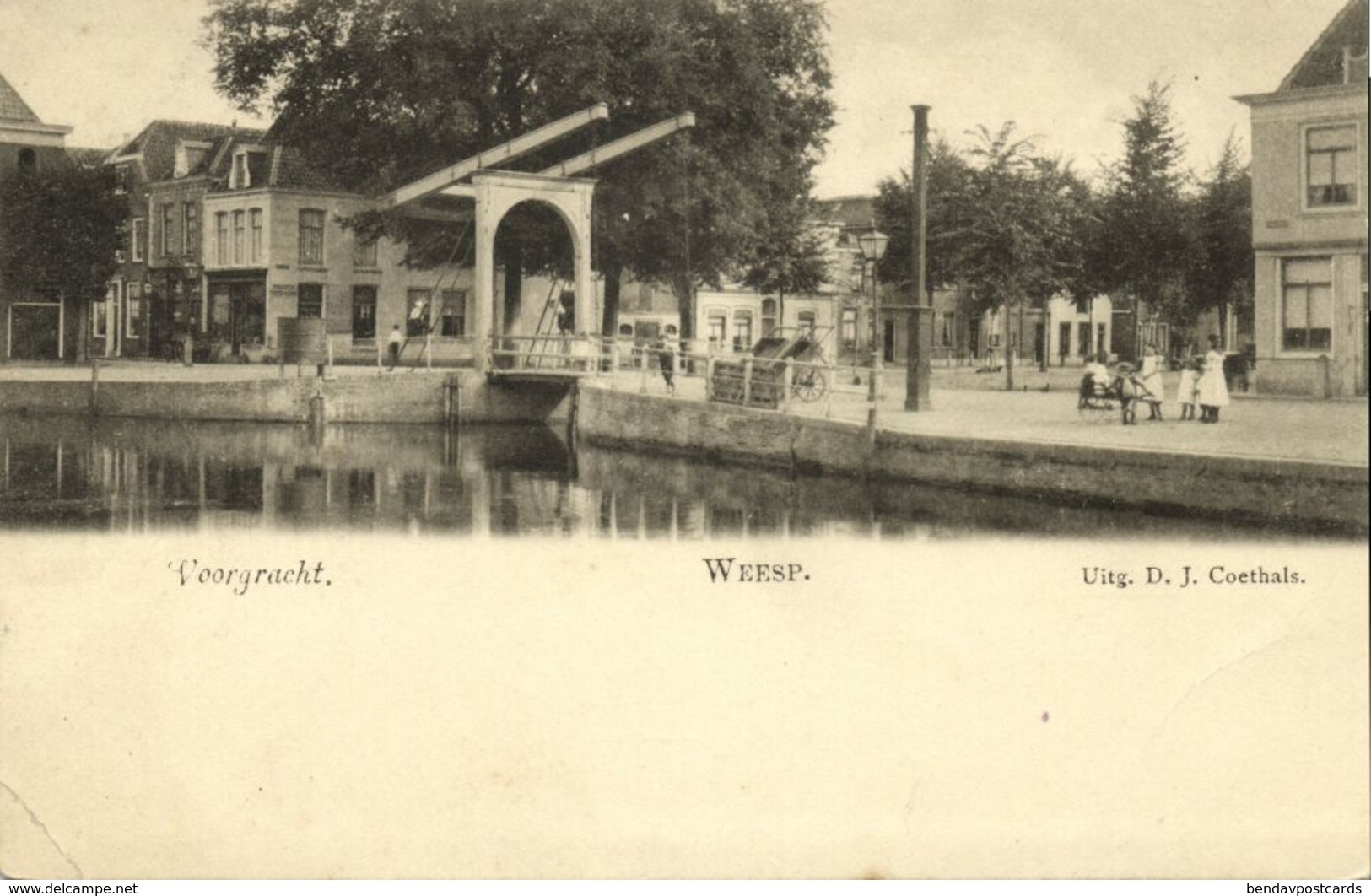 Nederland, WEESP, Voorgracht met Ophaalbrug (1899) Ansichtkaart