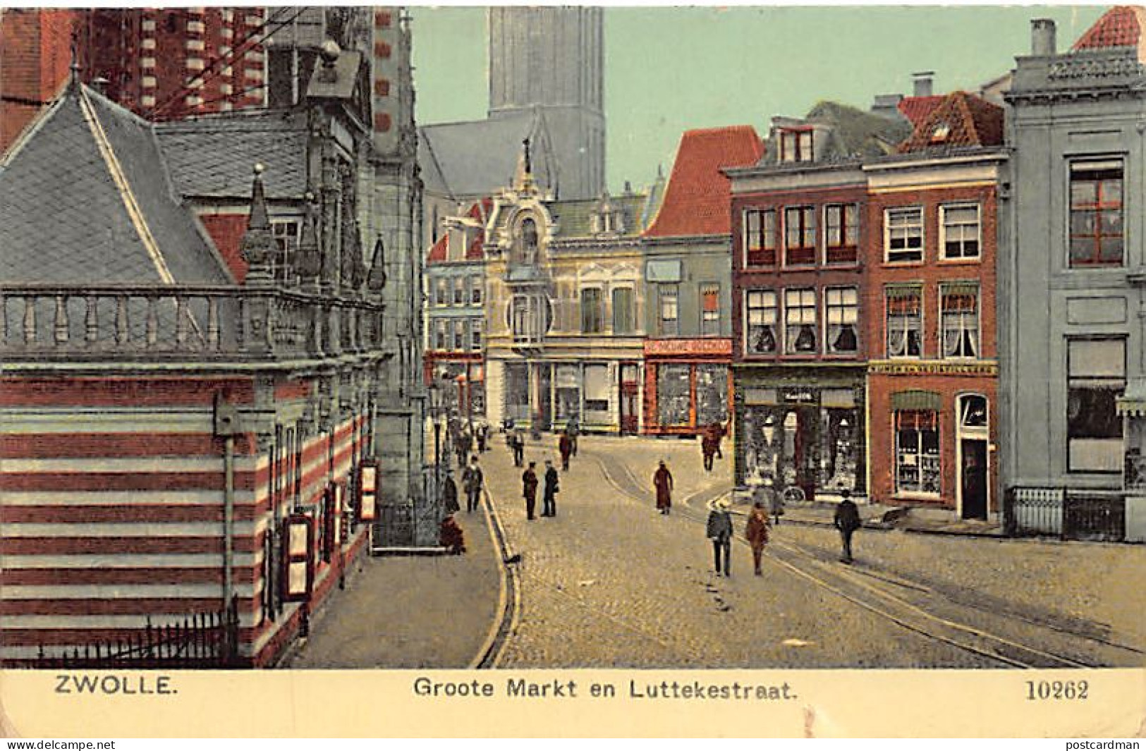 Nederland - ZWOLLE - Groote Markt en Luttekestraat