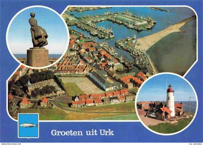 Urk Flevoland NL Denkmal Fliegeraufnahme Hafen Leuchtturm