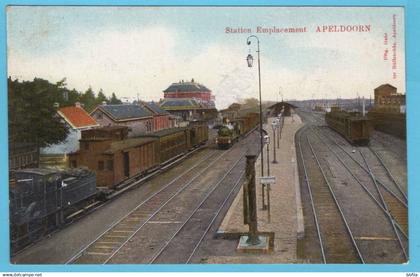 NEDERLAND prentbriefkaart Station Emplacement Apeldoorn 1916