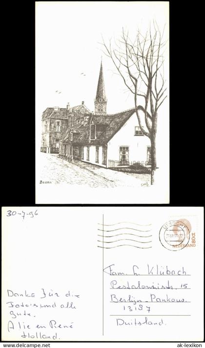 Postkaart Baarn Straßenansicht mit Kirchturm 1996