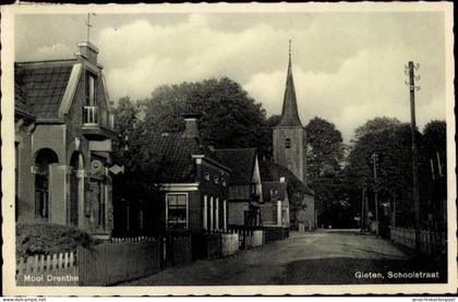 CPA Gieten Drenthe Niederlande, Schoolstraat