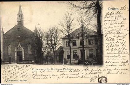 CPA Druten Gelderland Niederlande, Kirche und Pastorei