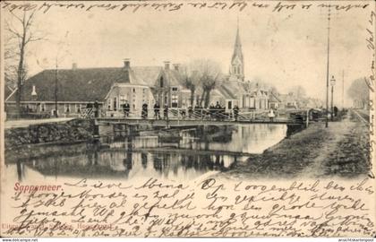 CPA Sappemeer Groningen Niederlande, Teilansicht, Brücke, Kirche