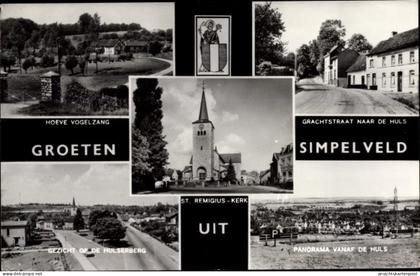 CPA Simpelveld Limburg Niederlande, Hoeve Vogelzang, St. Remigius Kerk, Panorama