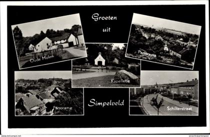 CPA Simpelveld Limburg Niederlande, Oude Molen, Panorama, Schilterstraat
