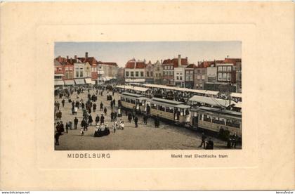 Middelburg - Markt met Electrische tram