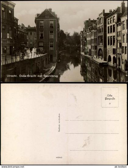 Postkaart Utrecht Utrecht Oude Gracht met Gaardbrug - Fotokarte 1938