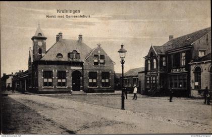 CPA Kruiningen Zeeland, Markt met Gemeentehuis