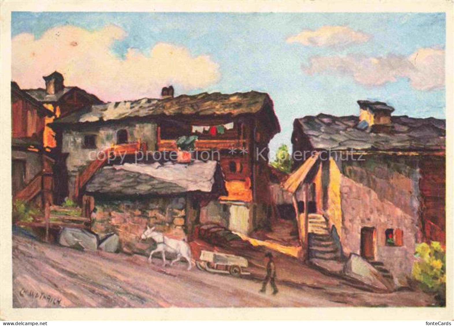 Nendaz Haute-Nendaz Conthey VS Dorfmotiv Gemaelde