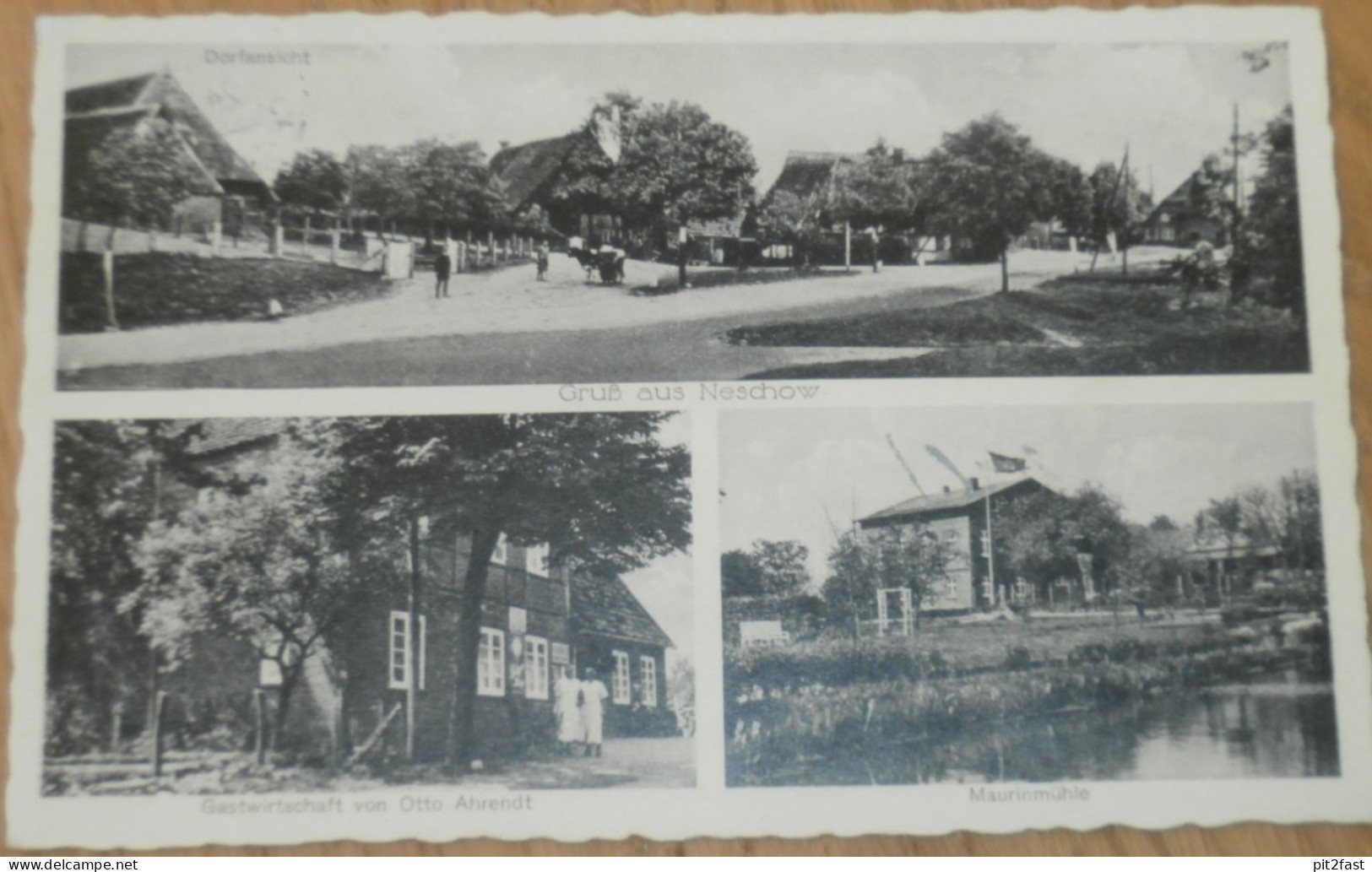 Neschow b. Carlow , 1938 , Gasthaus , Mühle Panorama , Rehna , Mecklenburg , AK , alte Ansichtskarte !!