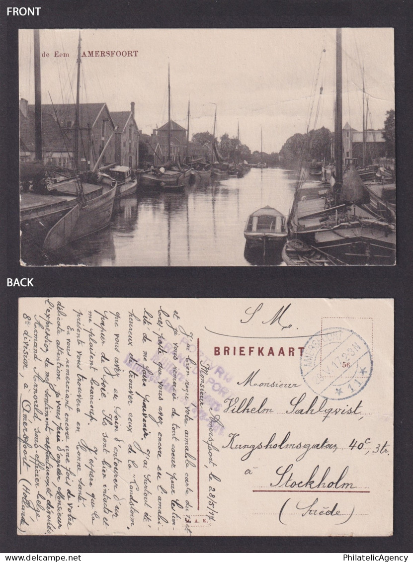 NETHERLANDS 1917, Vintage postcard, Amersfoort, Censored, Posted