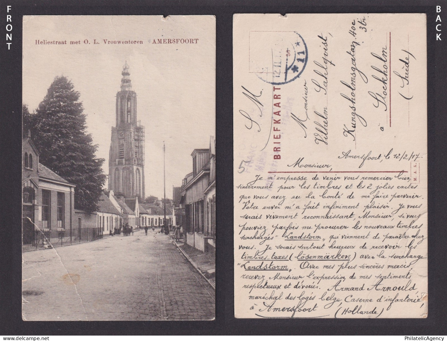 NETHERLANDS 1917, Vintage postcard, Amersfoort, Censored, Posted