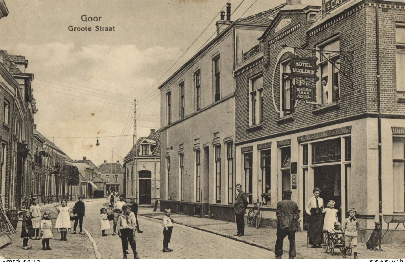 Netherlands, GOOR, Groote Straat, Hotel Wooldrik (1919) Postcard
