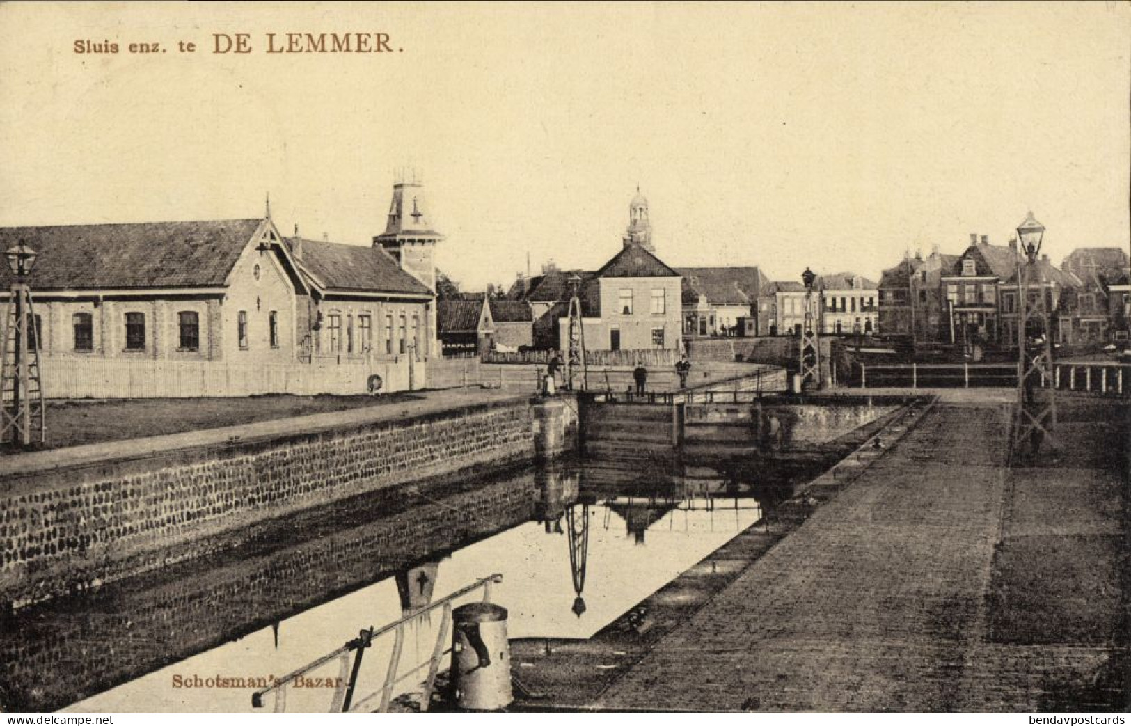 Netherlands, LEMMER, Panorama met Sluis (1908) Postcard