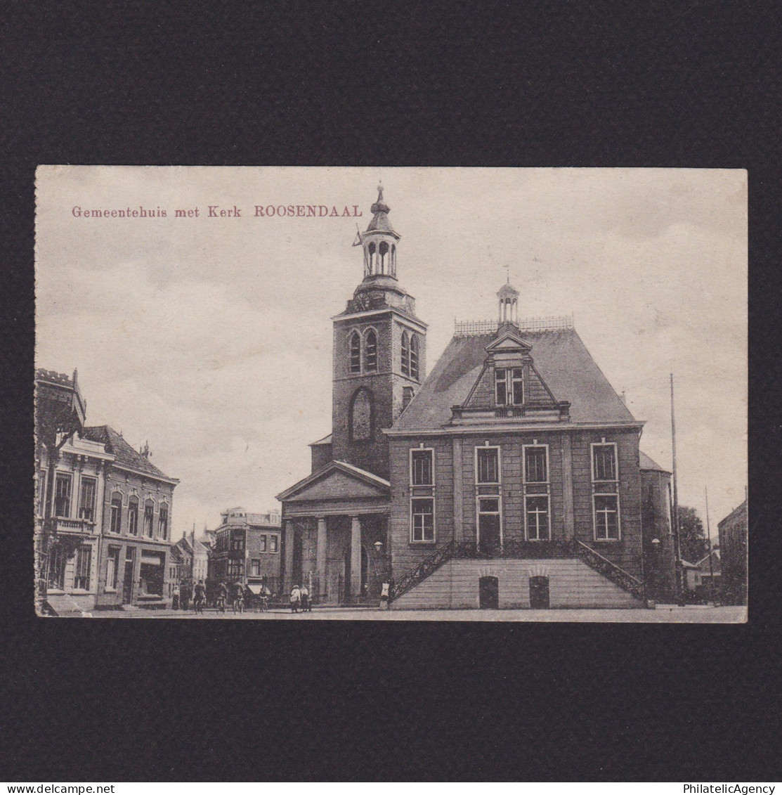 NETHERLANDS Vintage postcard Roosendaal Town hall with church