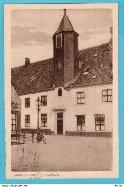 NEDERLAND prentbriefkaart 't sluisje, Amersfoort 1928 met ITA tentoonstellingsstempel Arnhem