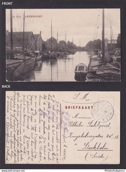 NETHERLANDS 1917, Vintage postcard, Amersfoort, Censored, Posted