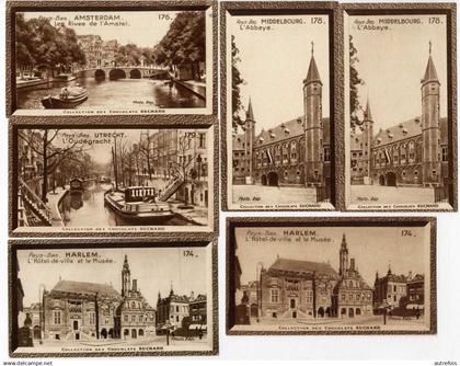 PAYS BAS HOLLANDE  MIDDELBOURG HARLEM UTRECHT AMSTERDAM  -  LOT 6 CHROMOS  CHOCOLAT SUCHARD